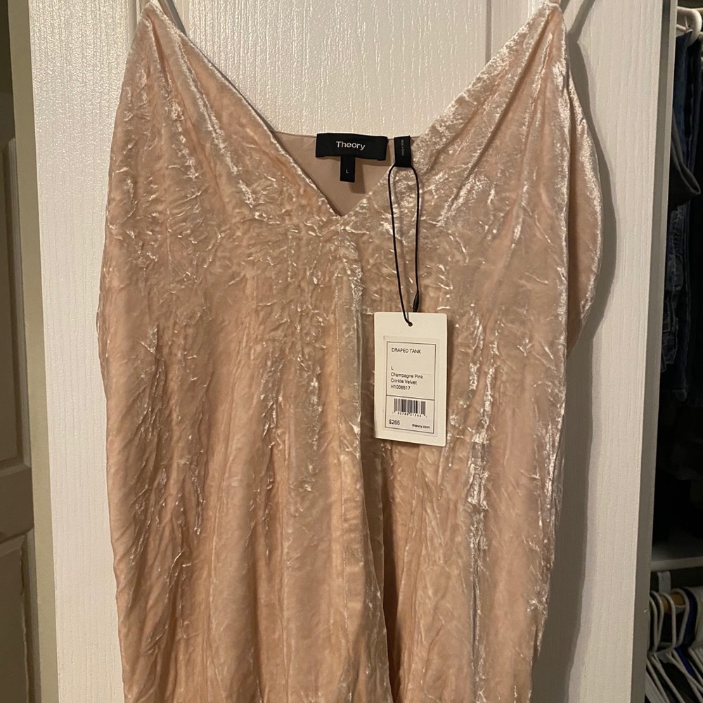 Theory large Champagne Draped Tank with tags - Picture 1 of 3